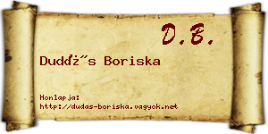 Dudás Boriska névjegykártya